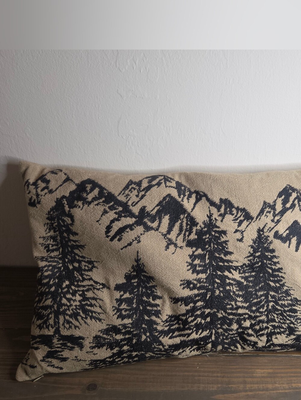 Pottery Barn Rustic Forest Lumbar Pillow Pine Tree Landscape